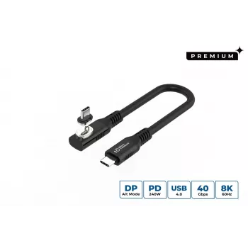 USB4 Gen 3x2 USB-C–USB-C-kaapeli MicroConnect MC-LS-USB4CC0.15-A – 0,15 m, musta