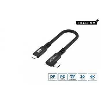 USB-C–USB-C-kaapeli MicroConnect USB3.2CC015-A, USB 3.2 Gen 2x2, 20 Gbit/s, 0,15 m, musta