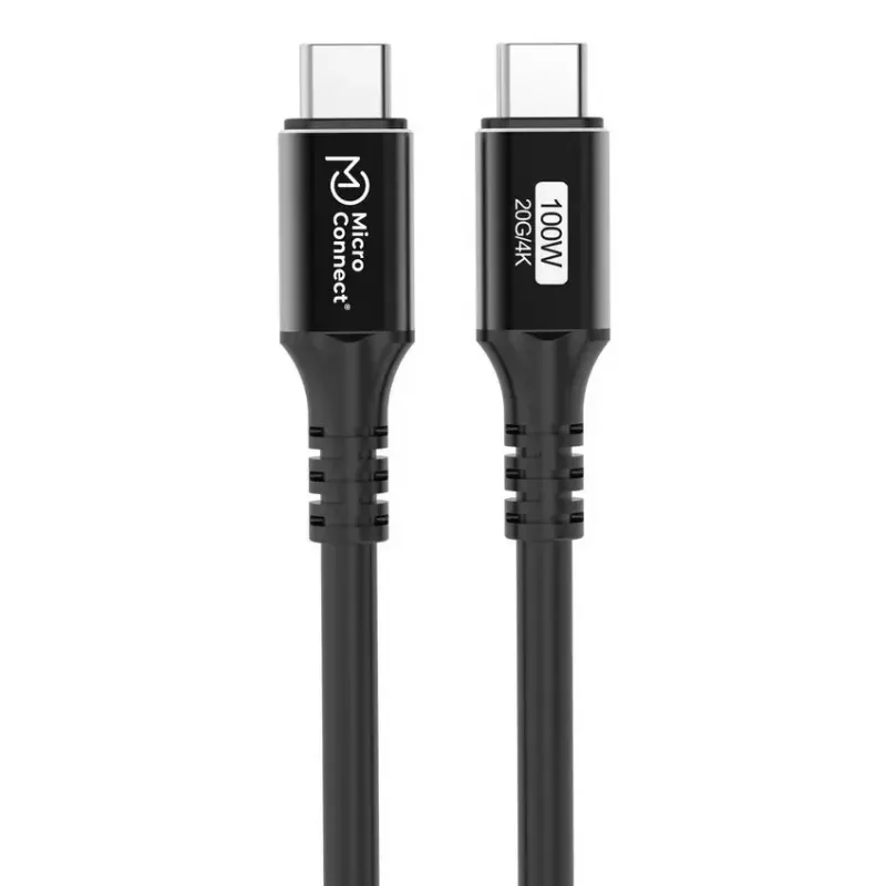 USB-C–USB-C-kaapeli MicroConnect USB3.2CC015 – USB 3.2 Gen 2x2, 0,15 m, musta