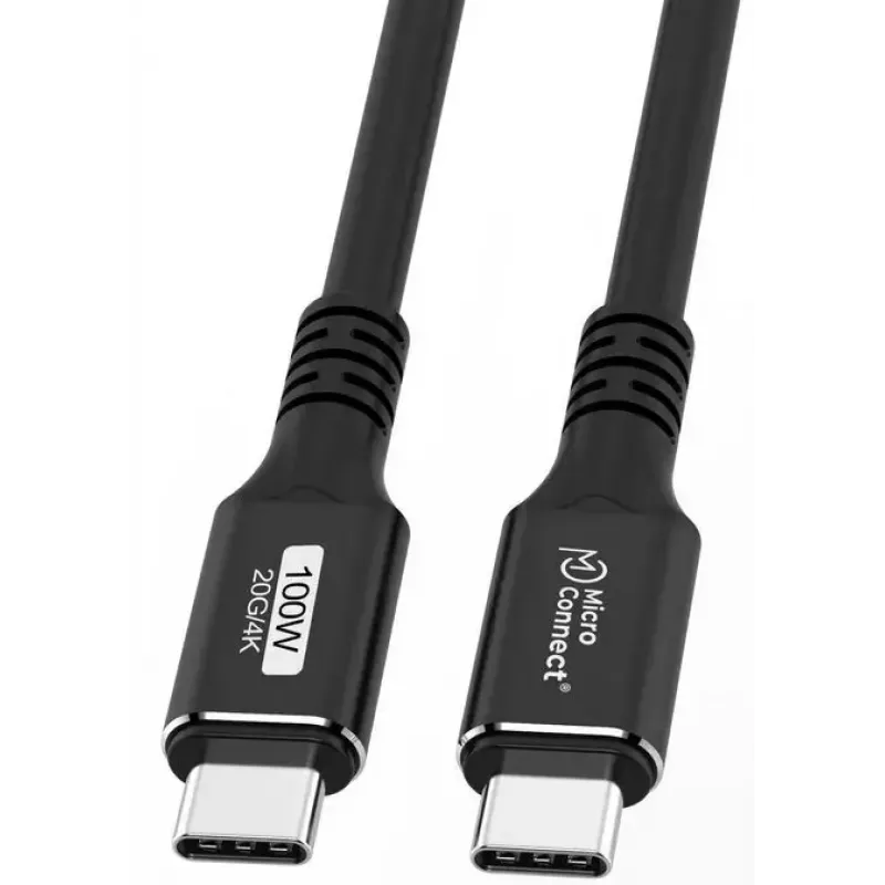 USB-C–USB-C-kaapeli MicroConnect USB3.2CC015 – USB 3.2 Gen 2x2, 0,15 m, musta