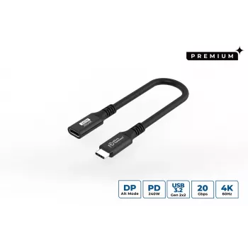 USB-C–USB-C-kaapeli MicroConnect USB3.2CC015EX, USB 3.2 Gen 2x2, 0,15 m, musta