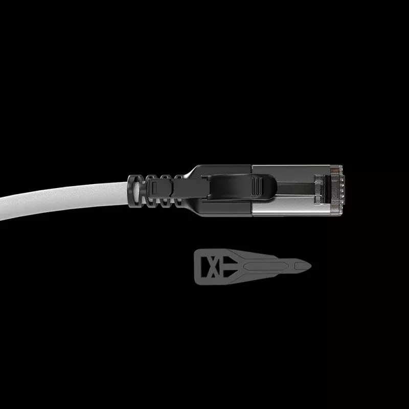 Lindy 0,5 m Cat.6A S/FTP Locking -verkkokaapeli, harmaa, 0,5 m, Cat6a, S/FTP (S-STP), RJ-45, RJ-45, harmaa