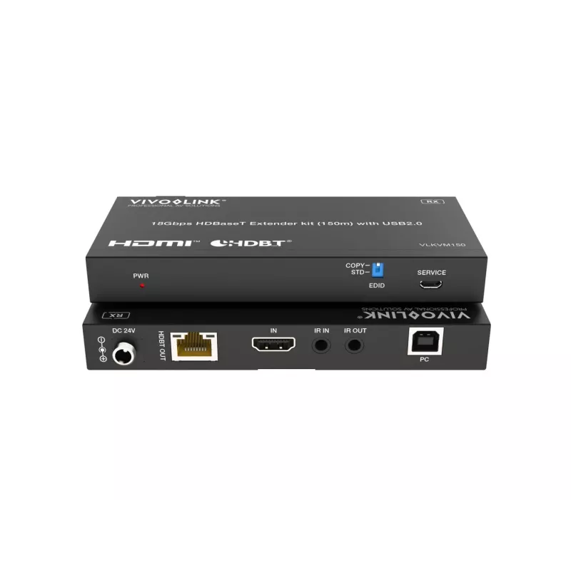 KVM-sarja VivoLink VLKVM150 HDBaseT KVM-jatko 18 Gbps, kantama jopa 150 m