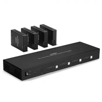 Lindy 70 m Cat.6 4x4 HDMI 4K60 -matriisijatko, 3840 x 2160 pikseliä, AV-lähetin ja -vastaanotin, 70 m, kaapelillinen, musta, HDCP