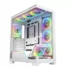 PC-kotelo MODECOM VOLCANO STELLAR PLUS ARGB MIDI 8F valkoinen — Mid Tower, ATX, karkaistu lasi, ARGB-valaistus, 8 tuuletinta, GPU jopa 42 cm