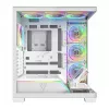 PC-kotelo MODECOM VOLCANO STELLAR PLUS ARGB MIDI 8F valkoinen — Mid Tower, ATX, karkaistu lasi, ARGB-valaistus, 8 tuuletinta, GPU jopa 42 cm