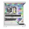 PC-kotelo MODECOM VOLCANO STELLAR PLUS ARGB MIDI 8F valkoinen — Mid Tower, ATX, karkaistu lasi, ARGB-valaistus, 8 tuuletinta, GPU jopa 42 cm