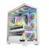PC-kotelo MODECOM VOLCANO STELLAR PLUS ARGB MIDI 8F valkoinen — Mid Tower, ATX, karkaistu lasi, ARGB-valaistus, 8 tuuletinta, GPU jopa 42 cm