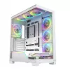 PC-kotelo MODECOM VOLCANO STELLAR PLUS ARGB MIDI 8F valkoinen — Mid Tower, ATX, karkaistu lasi, ARGB-valaistus, 8 tuuletinta, GPU jopa 42 cm