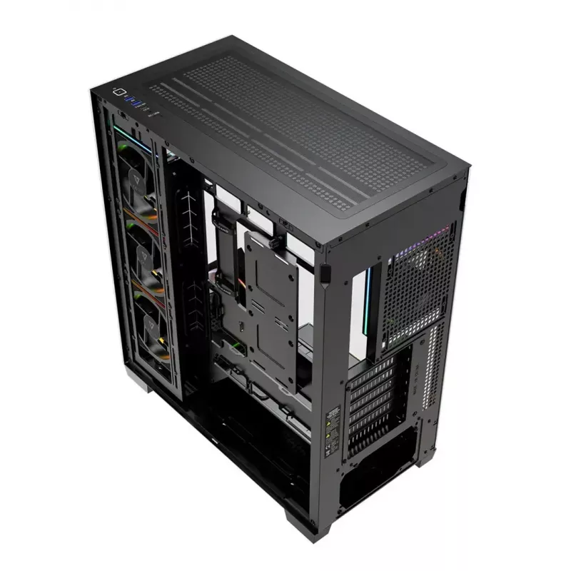 PC-Mid Tower -kotelo MODECOM VOLCANO STELLAR PLUS ARGB MIDI, 5 etutuuletinta, karkaistu lasi, USB-C
