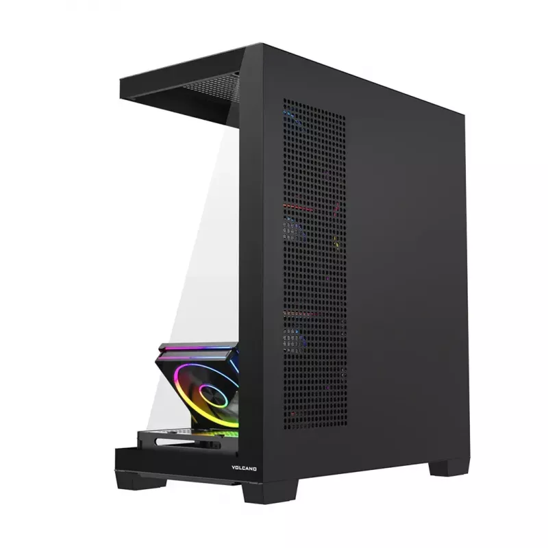 PC-Mid Tower -kotelo MODECOM VOLCANO STELLAR PLUS ARGB MIDI, 5 etutuuletinta, karkaistu lasi, USB-C