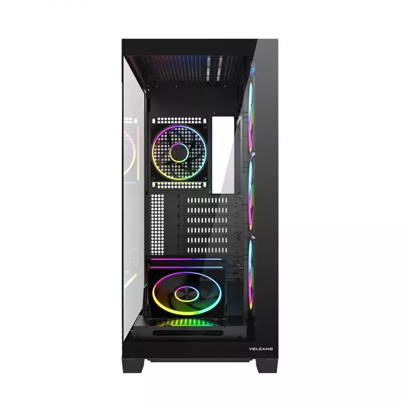 PC-Mid Tower -kotelo MODECOM VOLCANO STELLAR PLUS ARGB MIDI, 5 etutuuletinta, karkaistu lasi, USB-C
