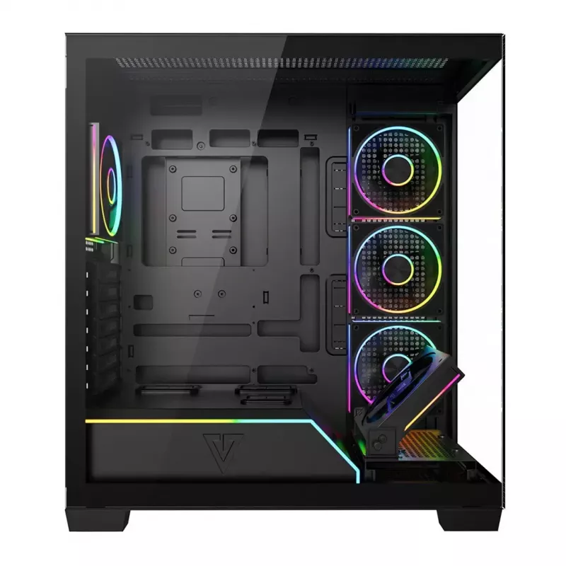 PC-Mid Tower -kotelo MODECOM VOLCANO STELLAR PLUS ARGB MIDI, 5 etutuuletinta, karkaistu lasi, USB-C