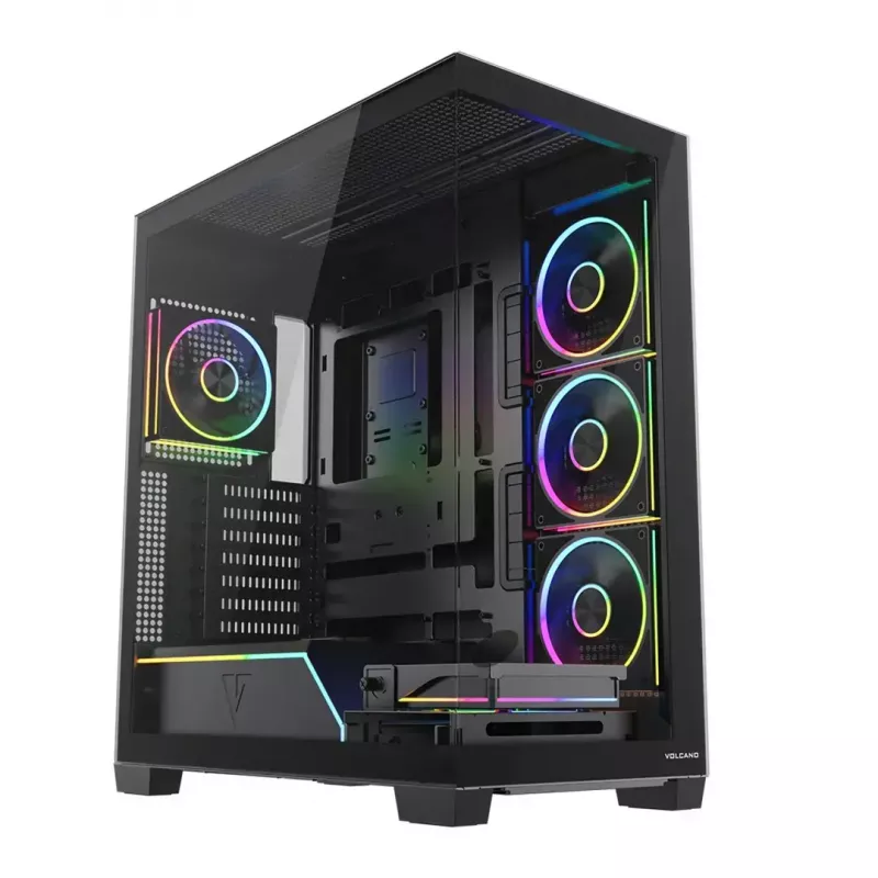 PC-Mid Tower -kotelo MODECOM VOLCANO STELLAR PLUS ARGB MIDI, 5 etutuuletinta, karkaistu lasi, USB-C