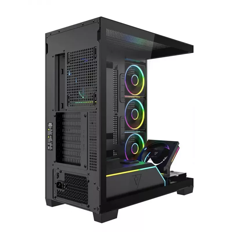 PC-Mid Tower -kotelo MODECOM VOLCANO STELLAR PLUS ARGB MIDI, 5 etutuuletinta, karkaistu lasi, USB-C
