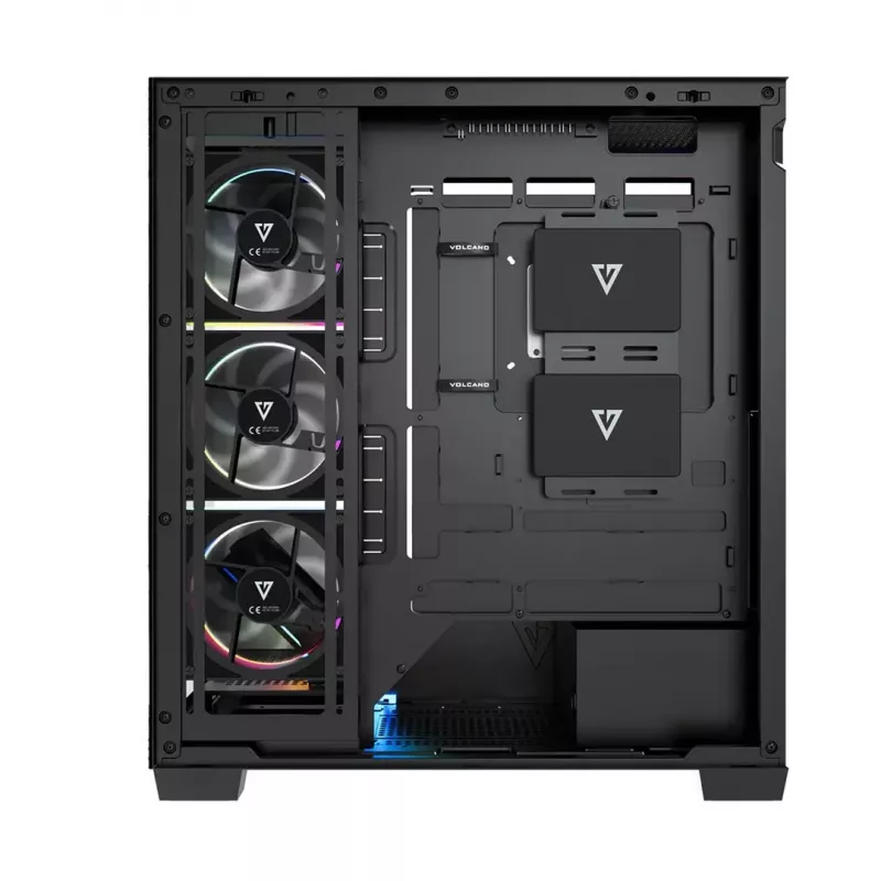 PC-Mid Tower -kotelo MODECOM VOLCANO STELLAR PLUS ARGB MIDI, 5 etutuuletinta, karkaistu lasi, USB-C
