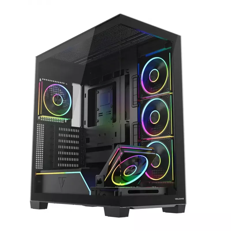 PC-Mid Tower -kotelo MODECOM VOLCANO STELLAR PLUS ARGB MIDI, 5 etutuuletinta, karkaistu lasi, USB-C