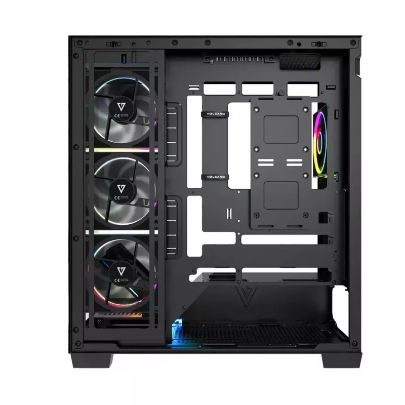 PC-Mid Tower -kotelo MODECOM VOLCANO STELLAR PLUS ARGB MIDI, 5 etutuuletinta, karkaistu lasi, USB-C