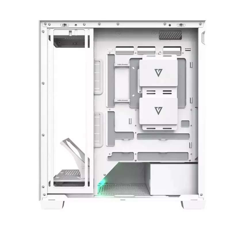 PC-kotelo MODECOM VOLCANO STELLAR PLUS MIDI valkoinen — Midi Tower, microATX, karkaistu lasi, USB-C, tukee GPU 420 mm