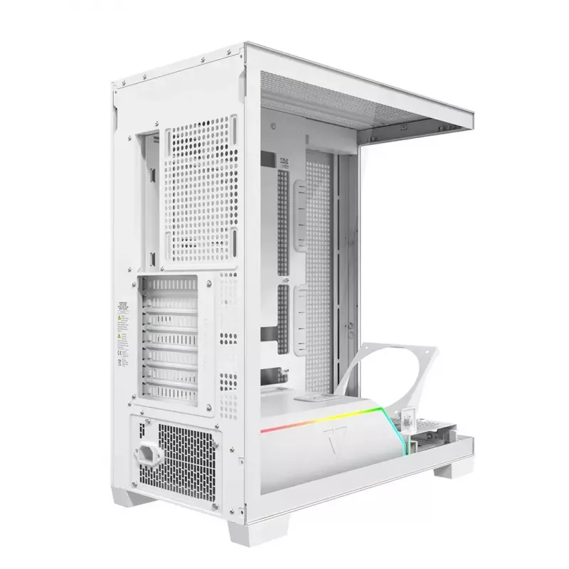 PC-kotelo MODECOM VOLCANO STELLAR PLUS MIDI valkoinen — Midi Tower, microATX, karkaistu lasi, USB-C, tukee GPU 420 mm