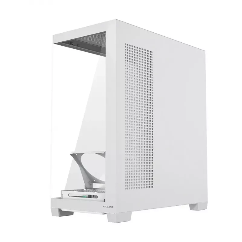 PC-kotelo MODECOM VOLCANO STELLAR PLUS MIDI valkoinen — Midi Tower, microATX, karkaistu lasi, USB-C, tukee GPU 420 mm