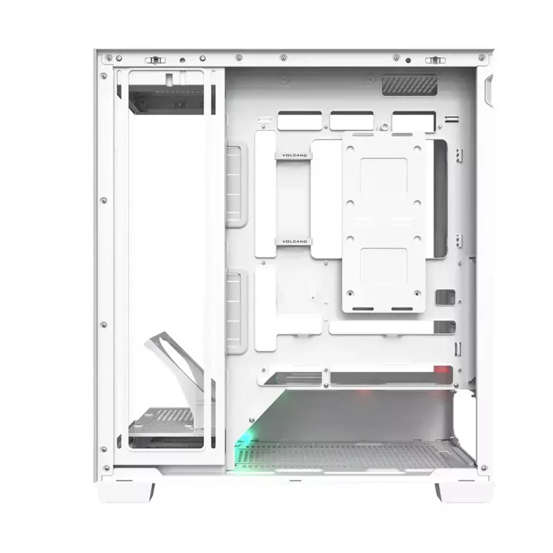 PC-kotelo MODECOM VOLCANO STELLAR PLUS MIDI valkoinen — Midi Tower, microATX, karkaistu lasi, USB-C, tukee GPU 420 mm