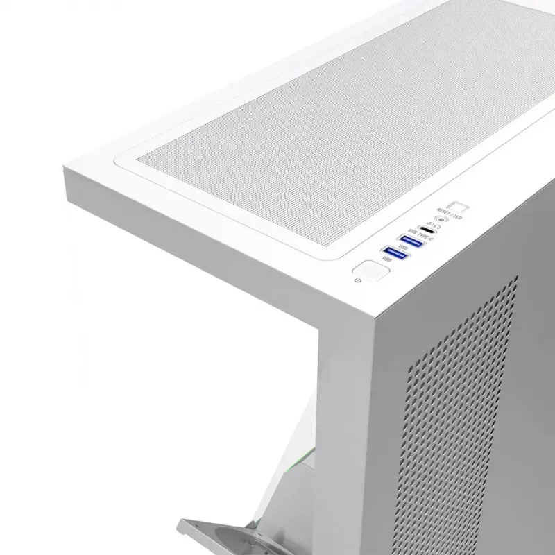 PC-kotelo MODECOM VOLCANO STELLAR PLUS MIDI valkoinen — Midi Tower, microATX, karkaistu lasi, USB-C, tukee GPU 420 mm