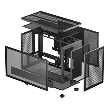 Tietokonekotelo DeepCool CH260 Micro Tower musta — Micro-ATX/Mini-ITX, karkaistu lasi, USB-C, näytönohjain enintään 413 mm