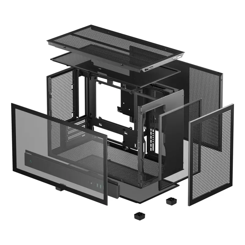 Tietokonekotelo DeepCool CH260 Micro Tower musta — Micro-ATX/Mini-ITX, karkaistu lasi, USB-C, näytönohjain enintään 413 mm