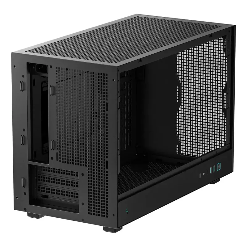 Tietokonekotelo DeepCool CH260 Micro Tower musta — Micro-ATX/Mini-ITX, karkaistu lasi, USB-C, näytönohjain enintään 413 mm