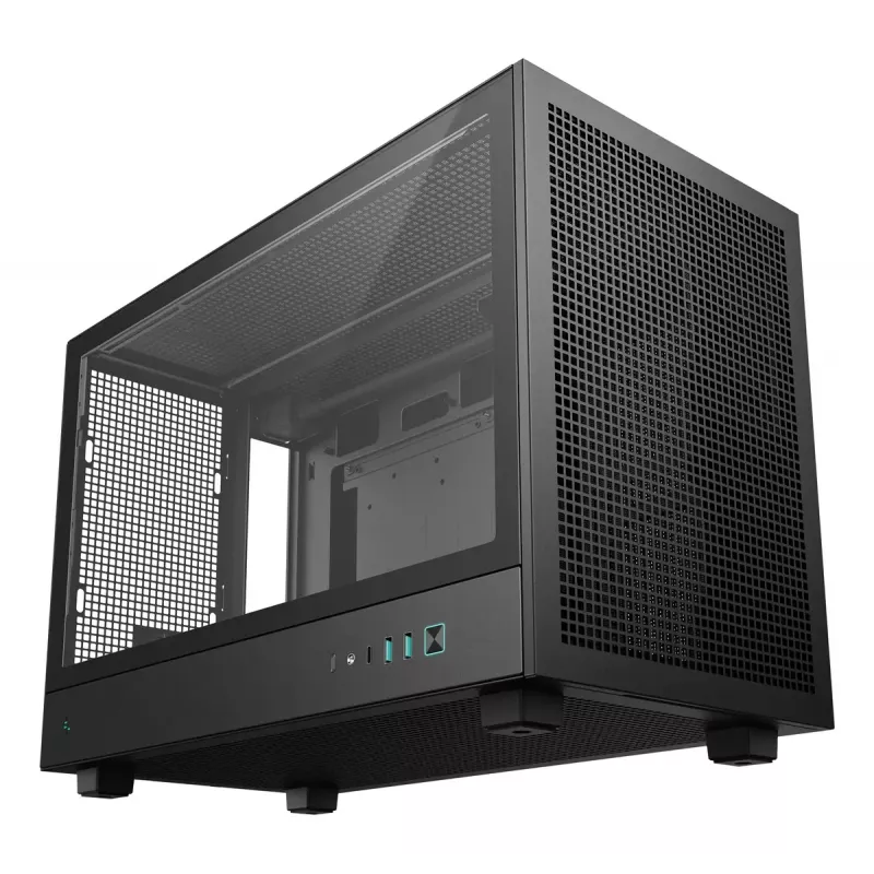 Tietokonekotelo DeepCool CH260 Micro Tower musta — Micro-ATX/Mini-ITX, karkaistu lasi, USB-C, näytönohjain enintään 413 mm