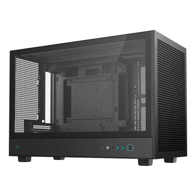 Tietokonekotelo DeepCool CH260 Micro Tower musta — Micro-ATX/Mini-ITX, karkaistu lasi, USB-C, näytönohjain enintään 413 mm