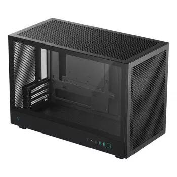 Tietokonekotelo DeepCool CH260 Micro Tower musta — Micro-ATX/Mini-ITX, karkaistu lasi, USB-C, näytönohjain enintään 413 mm