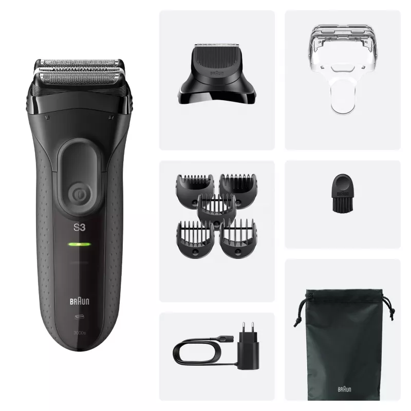 Braun 3000BT -akkutrimmeri 5 7 mm märkä & kuiva musta harmaa