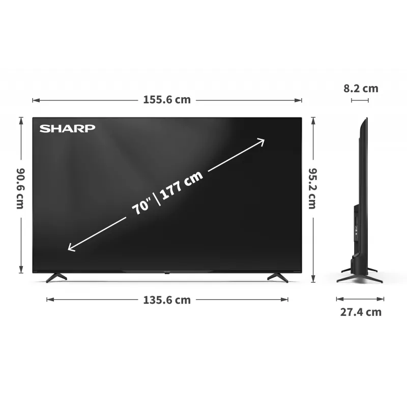 Sharp 70HP5265E TV 177,8 cm (70 tuumaa) 4K Ultra HD Smart TV Wi-Fi musta