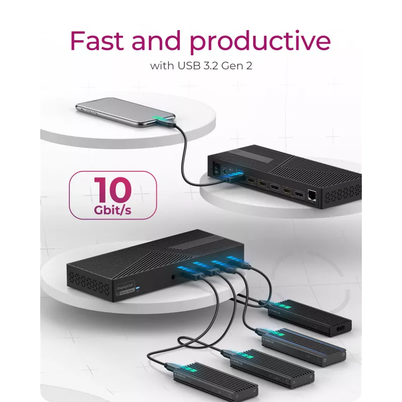 ICY BOX 11 in 1 hybriditelakointiasema kolminkertaisella videolähdöllä