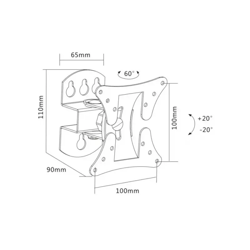 TV-seinäteline Sopar 23114 68,6 cm (27 inch) hopea