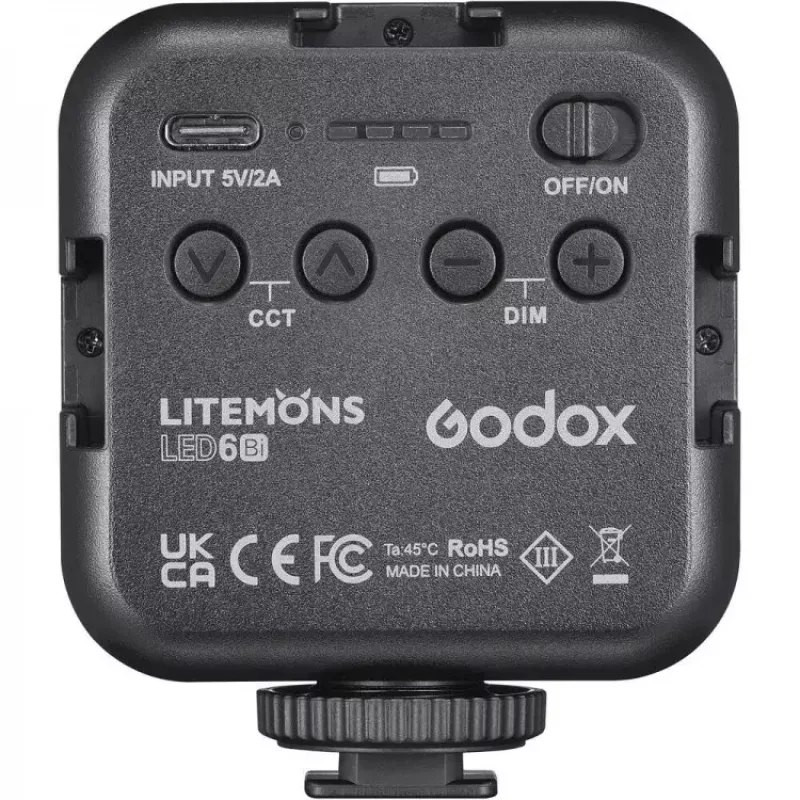 Godox LED6BI kameran salama musta 6500K akku 10h