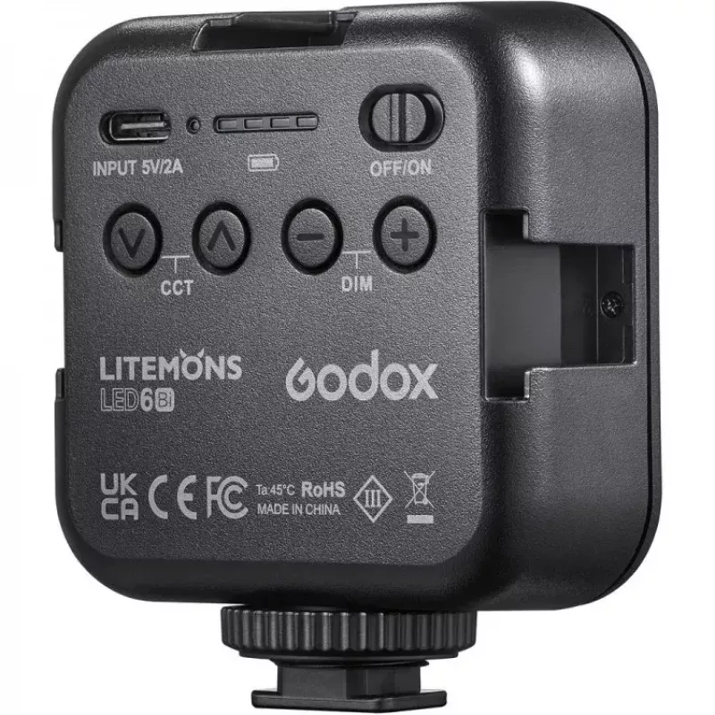 Godox LED6BI kameran salama musta 6500K akku 10h