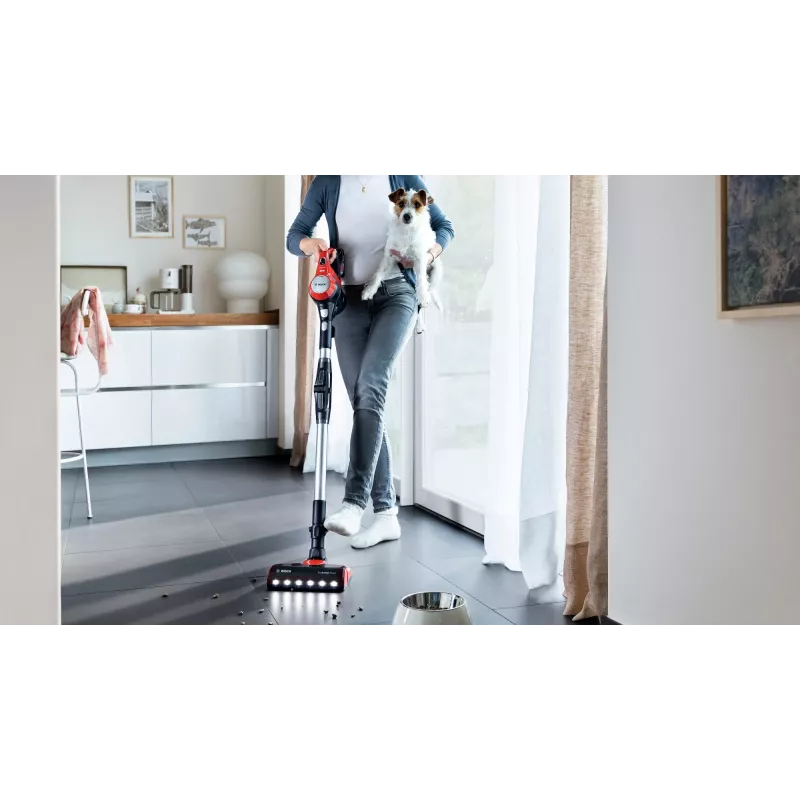 Bosch BCS711PET varsi-imuri/sähköharja akku kuiva pussiton 0,3 L musta, punainen 3 Ah