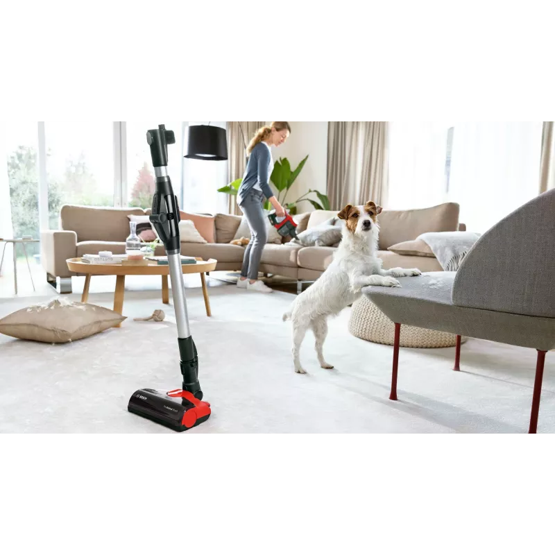 Bosch BCS711PET varsi-imuri/sähköharja akku kuiva pussiton 0,3 L musta, punainen 3 Ah