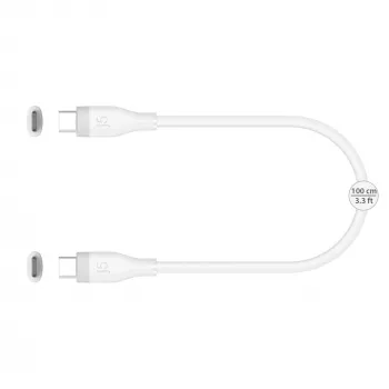 USB-C-USB-C lataus-/datakaapeli j5create JUCX17W, 60W, nestemäinen silikoni, 1,8 m, valkoinen