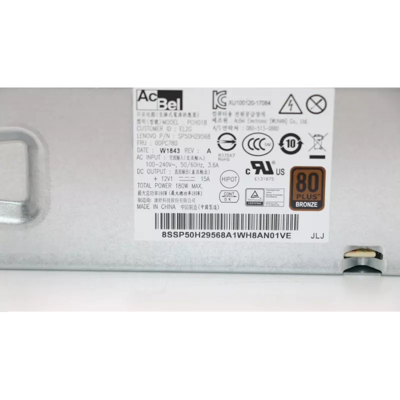 Lenovo 00PC780 virtalähde 180 W hopea