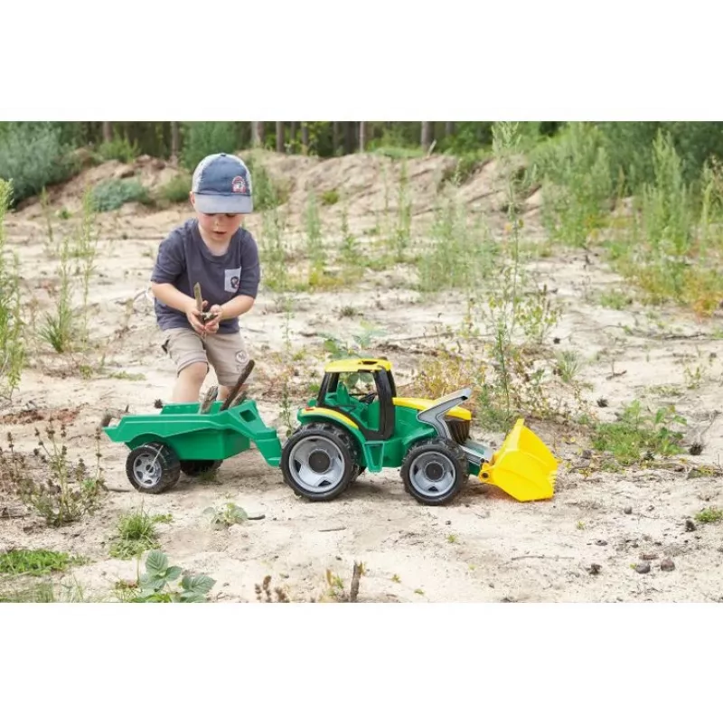 Traktori Lena GIGA TRUCKS ZL-02123 kauhalla ja perävaunulla