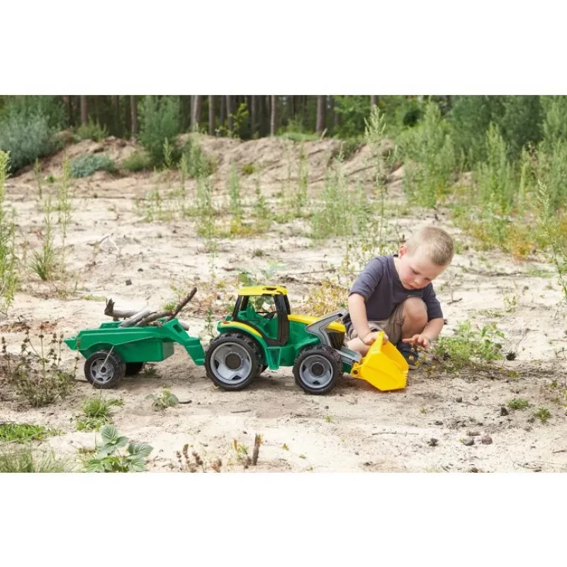 Traktori Lena GIGA TRUCKS ZL-02123 kauhalla ja perävaunulla