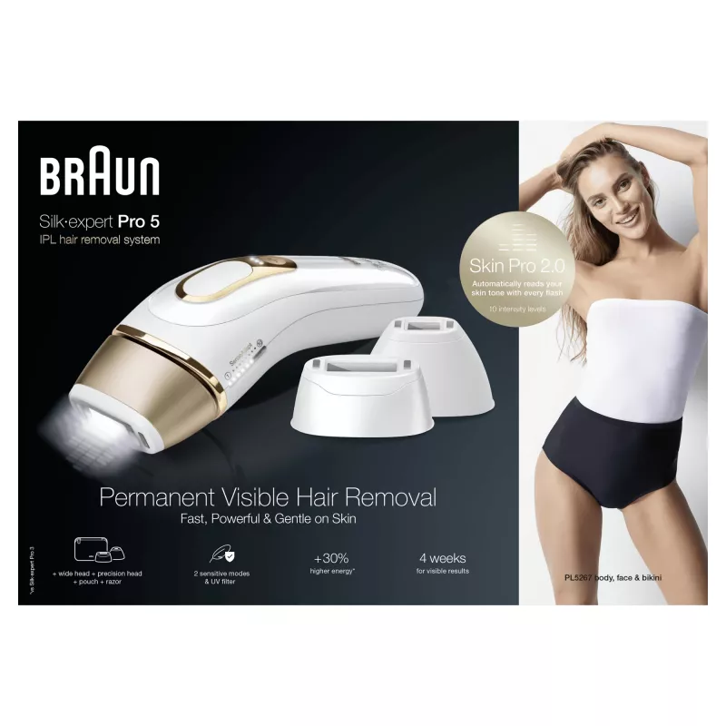 Braun Silk-expert Pro Silk·expert Pro 5 PL5267 voimakas pulssivalo (IPL) kulta, valkoinen