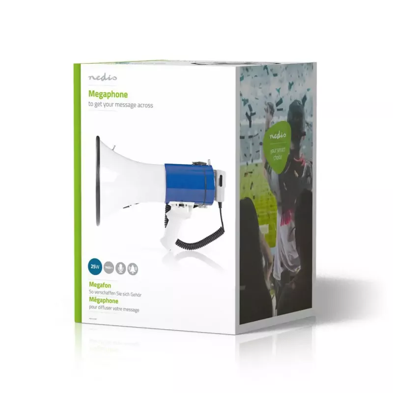 Nedis MEPH200WT -megafoni valkoinen sininen 20 W 300 m kantama