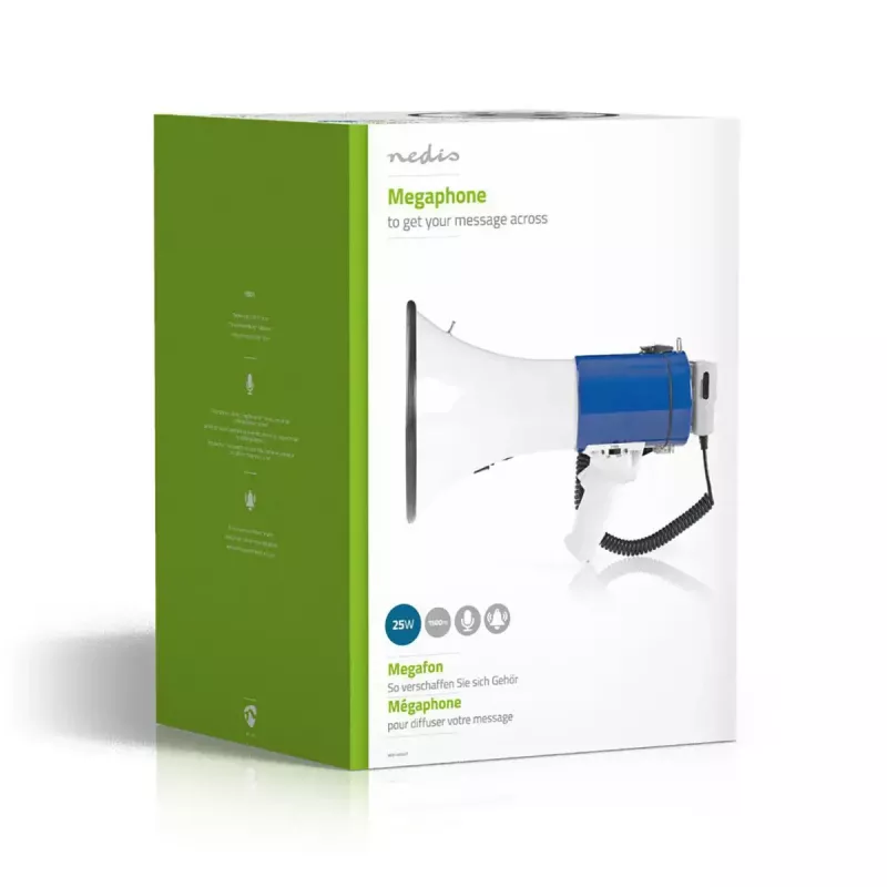 Nedis MEPH200WT -megafoni valkoinen sininen 20 W 300 m kantama