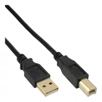 USB 2.0 -kaapeli A–B InLine 1 m, musta, kullatut liittimet, 100 kpl:n erä