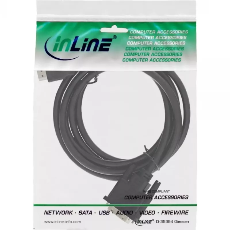 InLine HDMI-DVI-kaapeli HDMI-uros / DVI-uros 18+1 musta 2 m